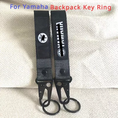 Black Backpack Key Ring Hook Strap Metal Keychain Lanyard Double Side For Yamaha • $9.77
