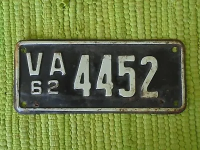$79.95 • Buy 1962 Virginia MOTORCYCLE License Plate VA 62 Tag 4452