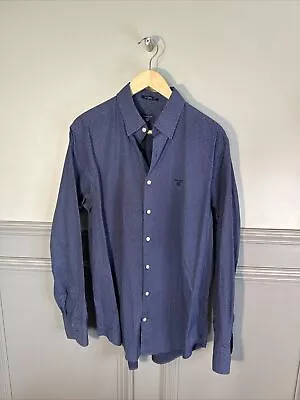 Gant Mini Flower Print M Shirt Regular Fit Floral Blue Navy Oxford DW002 • £22