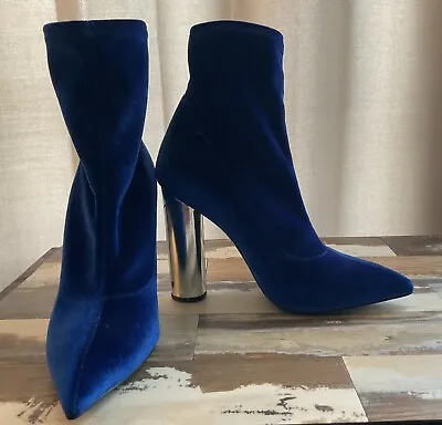 $158.50 • Buy Authentic Giuseppe Zanotti  Royal Blue Velvet Sock Boots 38/8/7.5 NWOB $895