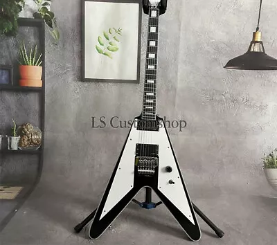 Custom Black&White Flying V Electric Guitar Faulkner Floyd Rose HH Active Pickup • $296