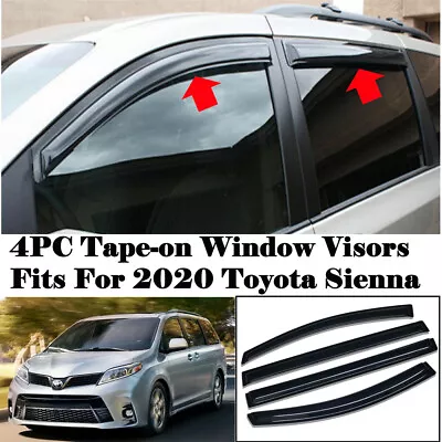 Fit 2011-2020 Toyota Sienna Tape-On Smoke Window Visor Rain Deflectors • $23.90