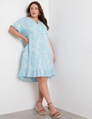 $28.77 • Buy Beme Eyelet Tie Neck Knee Length Dress Womens Plus Size 26 Clothing  Dresses