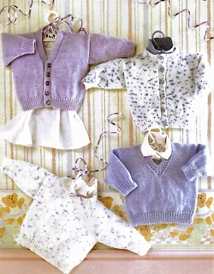 Knitting Pattern Plain Cardigan Sweater Jumper V Neck DK 16 - 22  Baby Boys Girl • £2.15