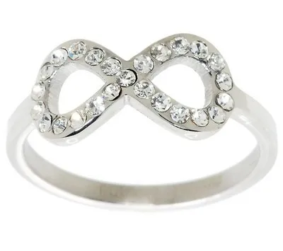 QVC Pave Crystal Infinity Ring Stainless Steel By Design J279114 FREE SHIPPING • $36