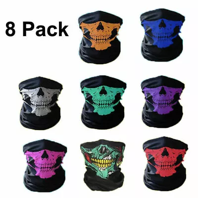 Lot Of 8 Pcs Ghost Biker Skull Hood Face Mask Motorcycle Ski Balaclava Bike  • $9.99