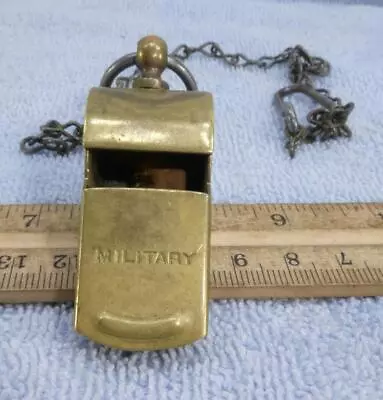 Vintage Coaches Military Brass Whistle Cork Ball W/ Chain Made In USA !! • $19.95