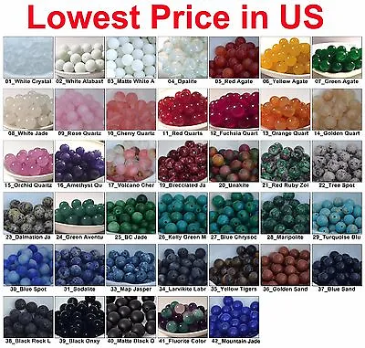 Wholesale Lot Natural Gemstone Round Spacer Loose Beads 4mm 6mm 8mm 10mm 12mm • $5.99