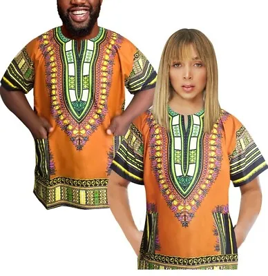 £16.99 • Buy Orange Green African Dashiki Shirt For Men And Dashiki Womens [size Large]