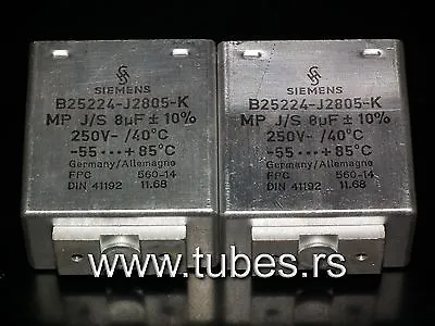 Two Vintage Siemens PIO Capacitors 8 UF / 250V Klangfilm Tube Audio West Germany • $119