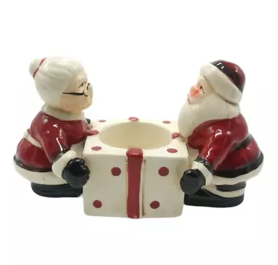 Vintage Mr Mrs Santa Claus Candle Holder Votive Tealight • $15.99