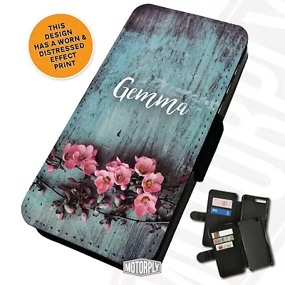 Printed Faux Leather Flip Phone Case For Huawei - Personalised Pink Blossom • £9.75