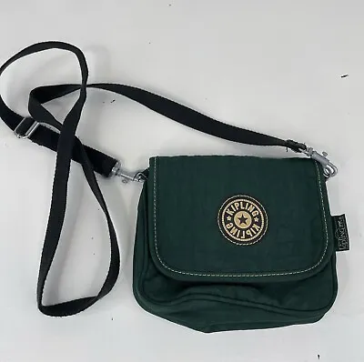 KIPLING Small Shoulder Messenger Crossbody Bag Green With Attached Mirror EUC • £28.93