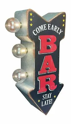 BAR Come Early Stay Late! LED Sign Arrow Shaped Double Sided Beer Man Cave Pub • $41.99