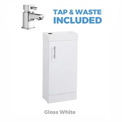 White Bathroom Vanity Unit Ceramic Basin Sink Oak Ebony Storage Cabinet En Suite • £99.95