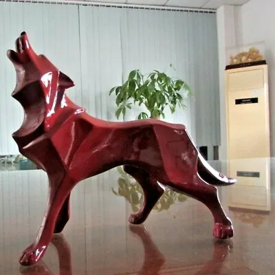 £65.56 • Buy Geometric Totem Wolf Dog Sculpture Figurine Tabletop Home Office Decoration Art 