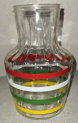 Vintage Retro Anchor Hocking Fiesta Bands Striped Juice Milk  Carafe Pitcher • $12.99