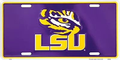 NCAA Officially Licensed Purple LSU Tigers Aluminum License Plate • $10.99