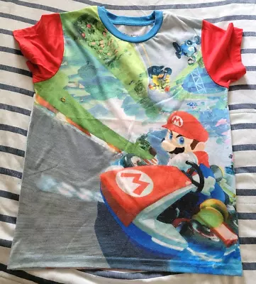 Nintendo Blue/Red Mario Kart Youth Boys Pajama Top PJs Luigi Peach Bowser Lakitu • $6.99