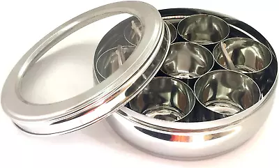 Stainless Steel Clear Lid Masala Dabba Spice Container Box Indian Spice Box Spic • $29.07