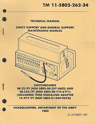 Historical Book Switchboards SB-22/PT SB-22A/PT TA-977/PT Depot Maintenance • $15
