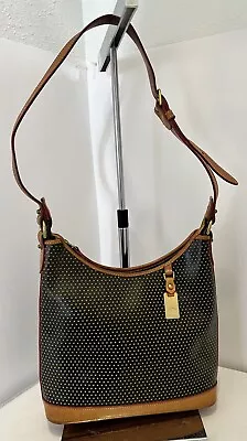 DOONEY & BOURKE Handbag BLACK BROWN CABRIO LEATHER PERFORATED BAG PURSE • $29.99