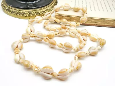 Vintage Cream Beige Genuine Shell Bead Necklace TT34 • $16.14