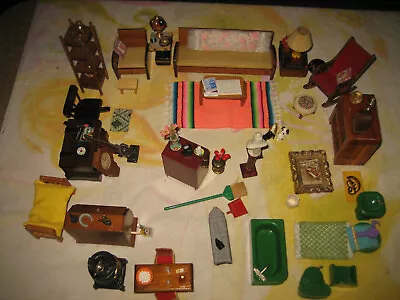 Vintage Wood Dollhouse Miniature Furniture & Accessories • $55