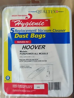 Hoover Purepower & Enigma Uprights Also Daewoo Pets Upright 5 Bags H20 Type. • £5.74