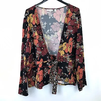 £22.85 • Buy Susan Graver Womens Tie Front Blouse Top Long Sleeve Floral Plus Size 3X