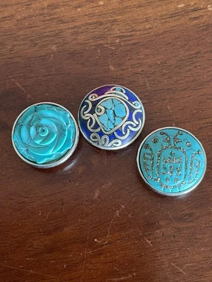 $22 • Buy Noosa Amsterdam 3 X Chunk Lot Set Turquoise / Blue - Scarab, Sankha, Blue Lotus.
