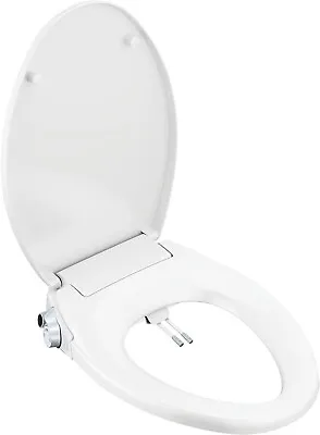 5Seconds™ Non-Electric Bidet Toilet Seat Elongated Soft Close Round Warm White  • $89.99