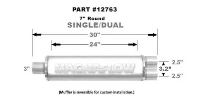 Magnaflow Universal Performance Exhaust Muffler 12763 Center/Dual 7  Round St Th • $216