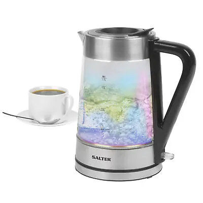 Salter Glass Electric Kettle Easy-Fill Lid Colour Indicator 1.7 L Capacity 2200W • £34.99