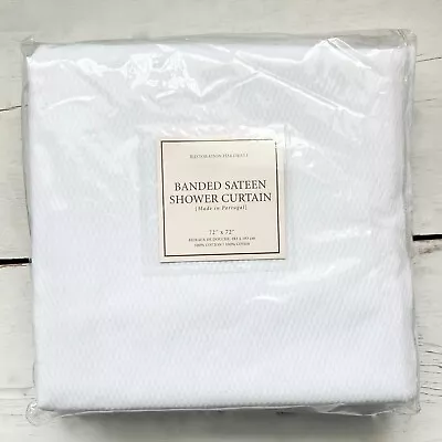 NWT Restoration Hardware Banded Sateen Shower Curtain Ivory White Panel 72 X 72  • $75
