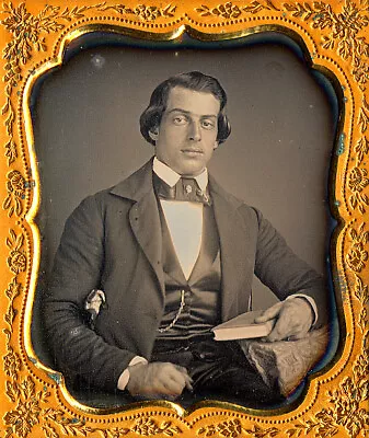 1/6 Daguerreotype Very Handsome Young Man Holding A Book • $99.95