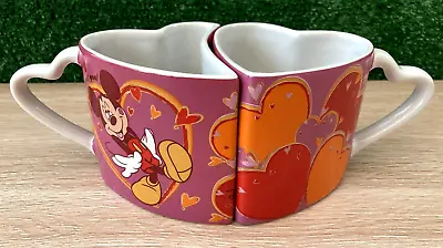 Disneyland Paris Heart Shaped Mug Set Exclusive Pair Mickey Minnie Mouse Mugs • £11.35