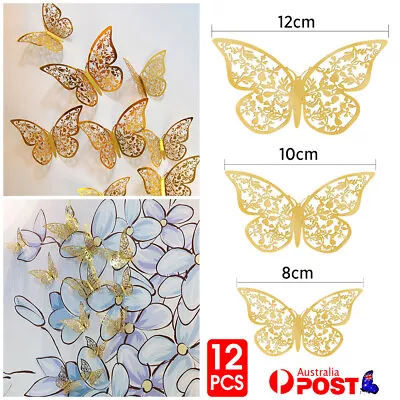 $4.39 • Buy 12PCS 3D Butterfly Wall Decals Stickers Removable Kids Nursery Decoration DIY