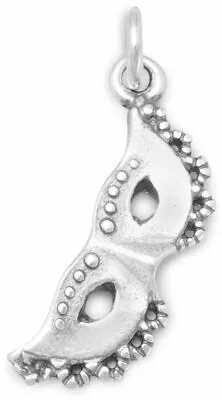 6x17mm Mardi Gras Mask Charm .925 Sterling Silver • $26.95