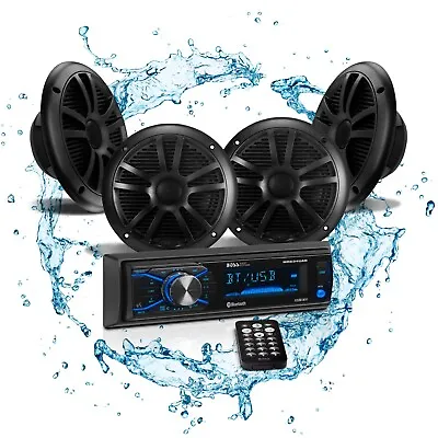 BOSS Audio Systems MCBK634B.64 Marine Boat Stereo & 6.5 Inch Speakers - No DVD • $116.40