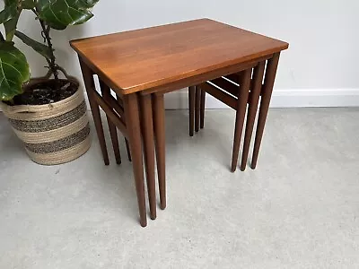 A Midcentury Modern Danish Teak Nest Of 3 Tables On Tapered Legs • £225