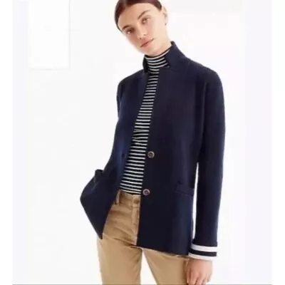 J.Crew Merino Wool Sweater-blazer With Striped Women's Size XXS Pocket Casual • $17.50