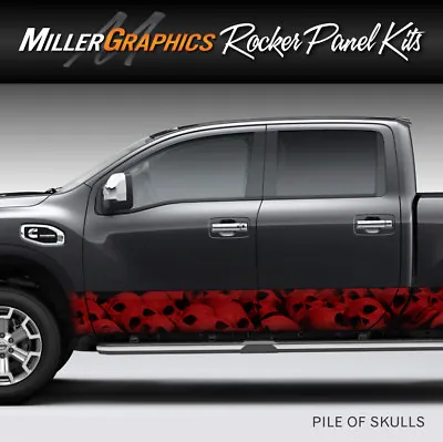 Pile Of Skulls (Red) Rocker Panel Graphic Decal Wrap Kit Truck SUV - 2 Sizes • $79.95