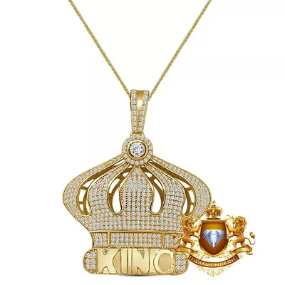 Real Genuine 2.49 Cwt. VVS/1 MOISSANITE King Crown Royal Charm Pendant Chain Set • $249.99