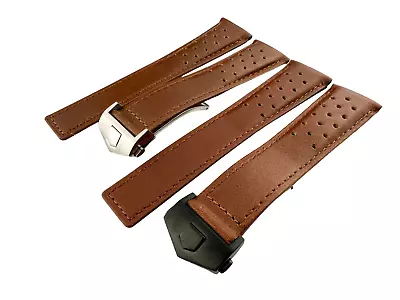 22mm Brown Genuine Leather Strap FITS Tag Heuer MONACO Watch Clasp Pins And Tool • £19.90