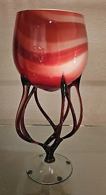 MAKORA KROSNO - Polish Art Glass - Red Compote - Candy Dish - Vase - NEW • $119.99