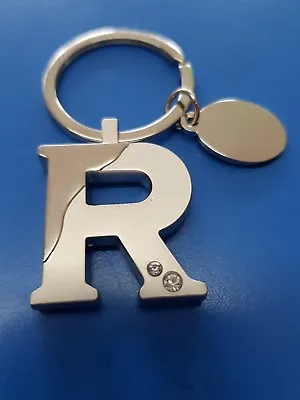 Personalised Initial R Letter Keyring | Engraved Message Tag | Rebecca Ria Gift • £6.45