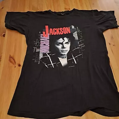 Vintage Michael Jackson T-Shirt Black - BAD Tour 1988 Large RARE Worn Condition • £50