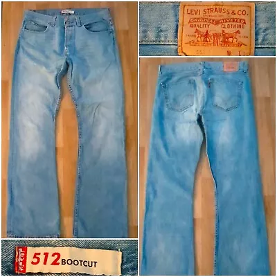 #45 Levi 512 Bootcut Vintage Blue Distressed Jeans W36 X L36 • £3