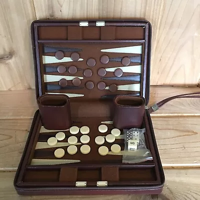 Backgammon Travel Set Game In Zipper Case Complete Magnetic With Carry Handle • $25